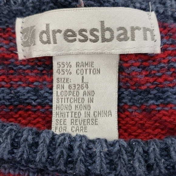 Dressbarn Striped Cotton&Ramie L Crew Sweater VGUC - Picture 4 of 10